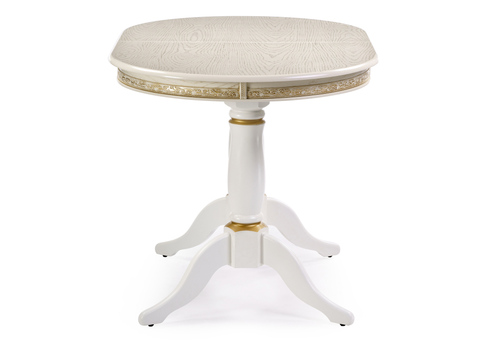 Стол деревянный Woodville Кантри 120(160)х80х75 слоновая кость с золотой патиной 450819