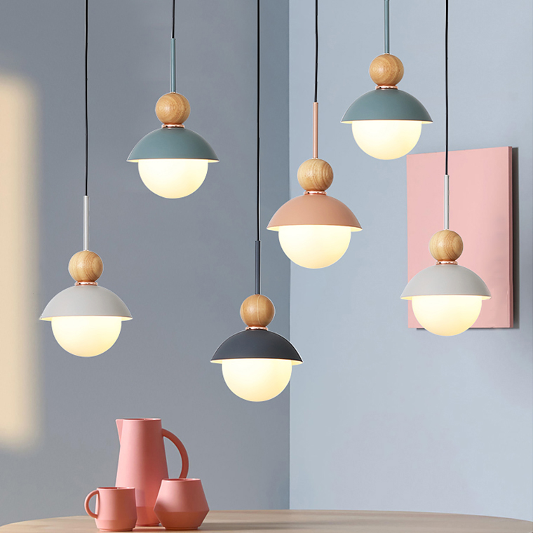 Подвесной светильник POMPON WOOD Голубой by ImperiumLoft