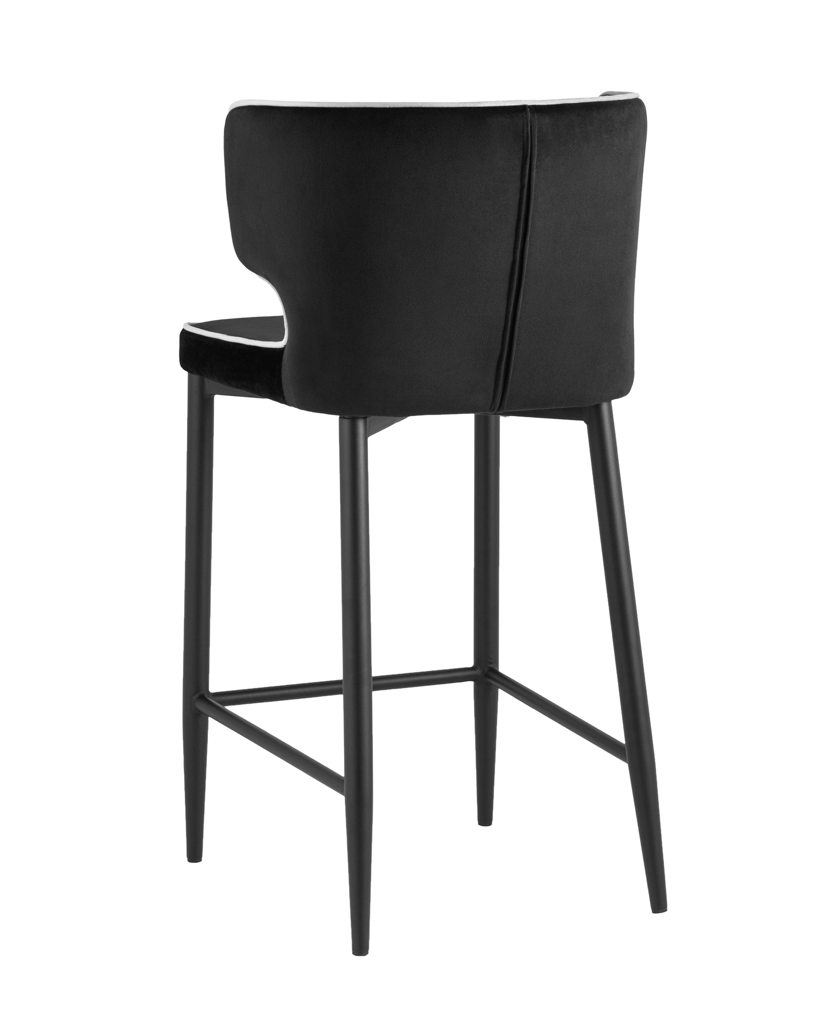 Стул полубарный Матео с кантом велюр черный Stool Group