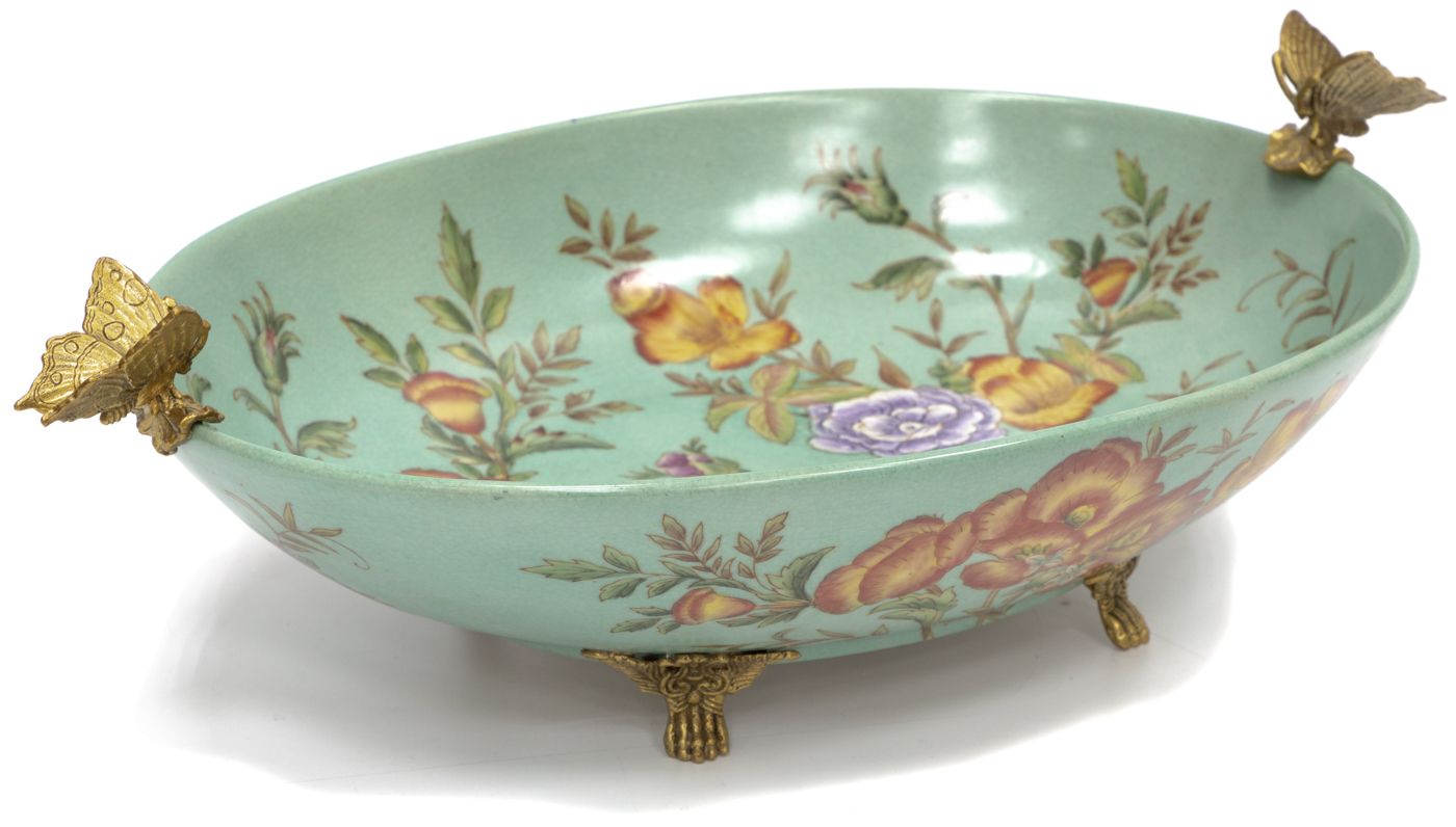 Блюдо овальное с бабочками Glasar 31G2427/HD010C/HLG2037