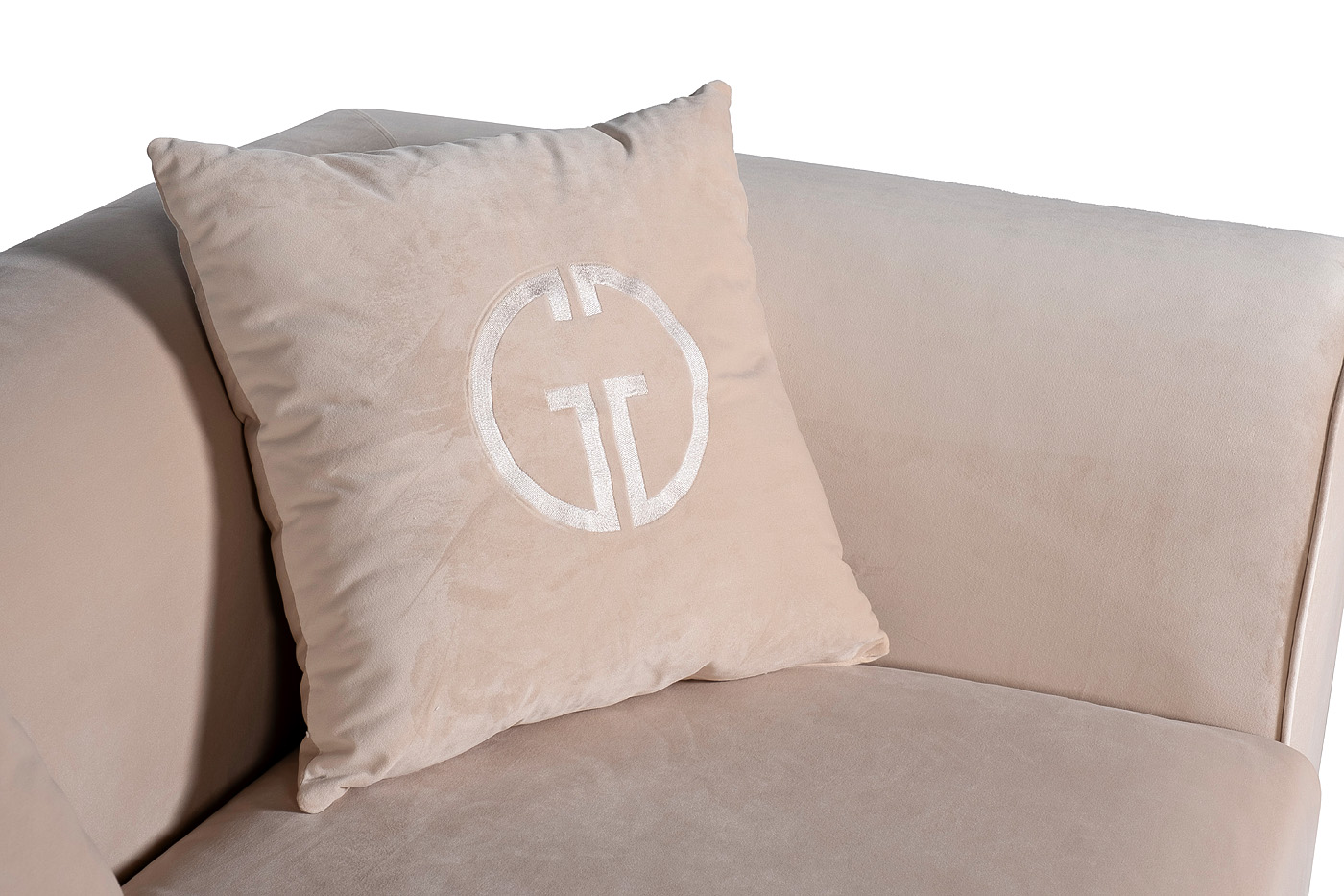 Диван треестный велюровый бежевый Garda Decor 102AN-20493