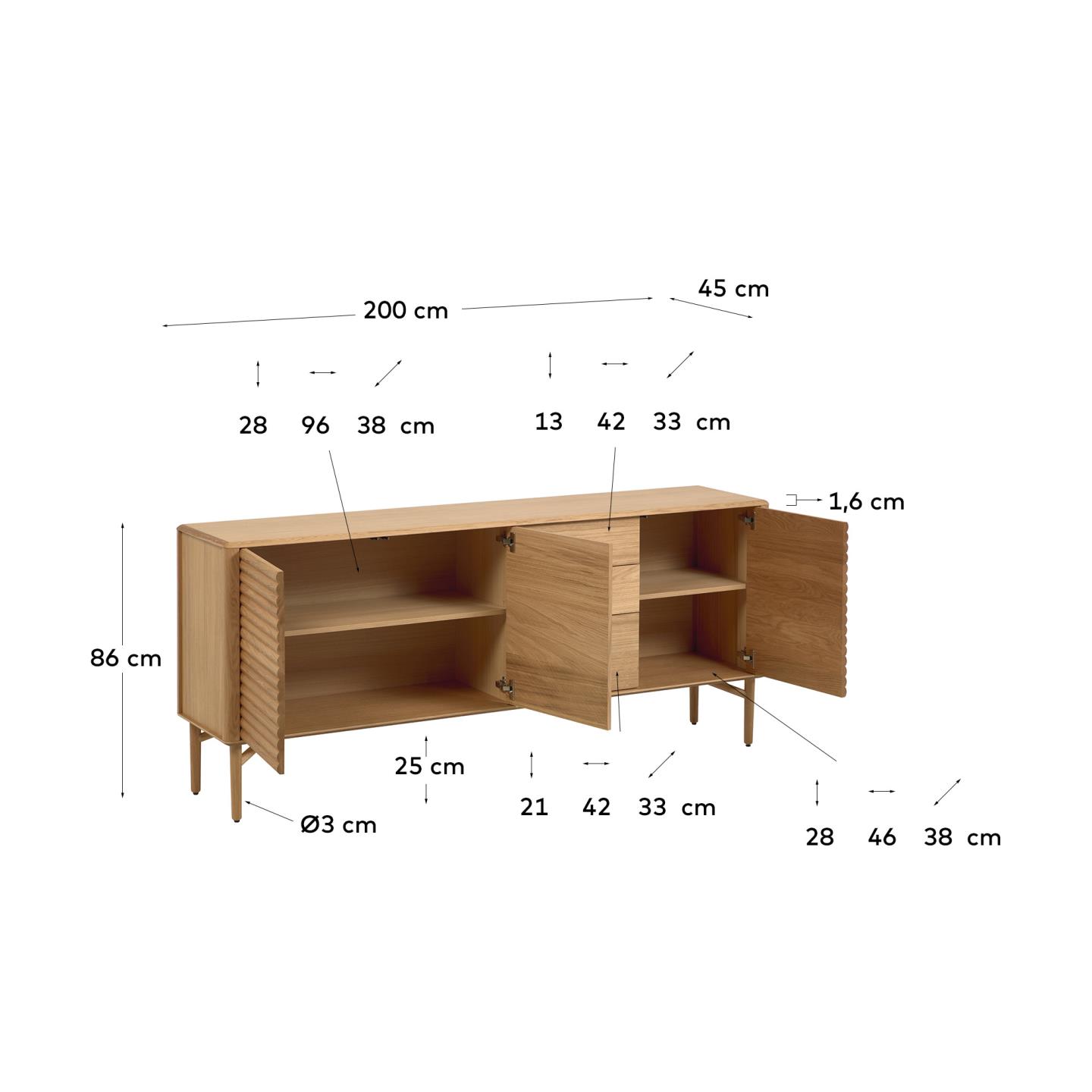 Сервант Lenon из древесины дуба 200 x 86 cm La Forma (ex Julia Grup)