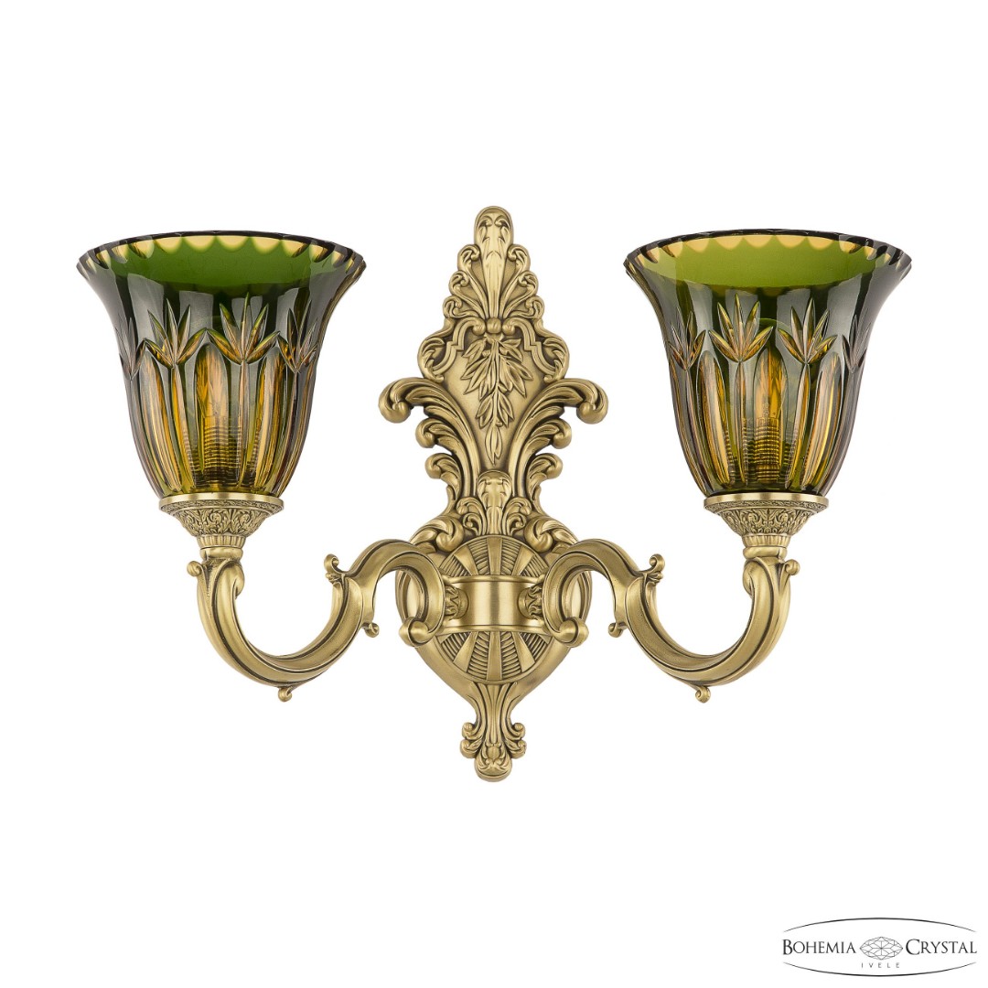 Бра бронзовые с хрусталём 7214B14/2/175 FP P2 U Amber-Green/H-1I
