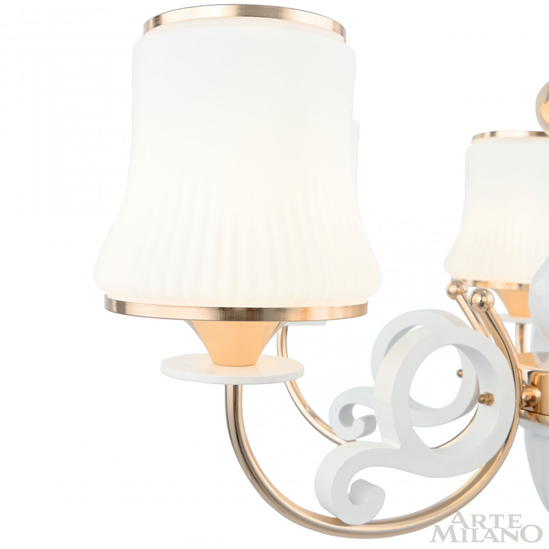 Люстра подвесная с плафонами 301097/8 Wh/Gd Arte Milano