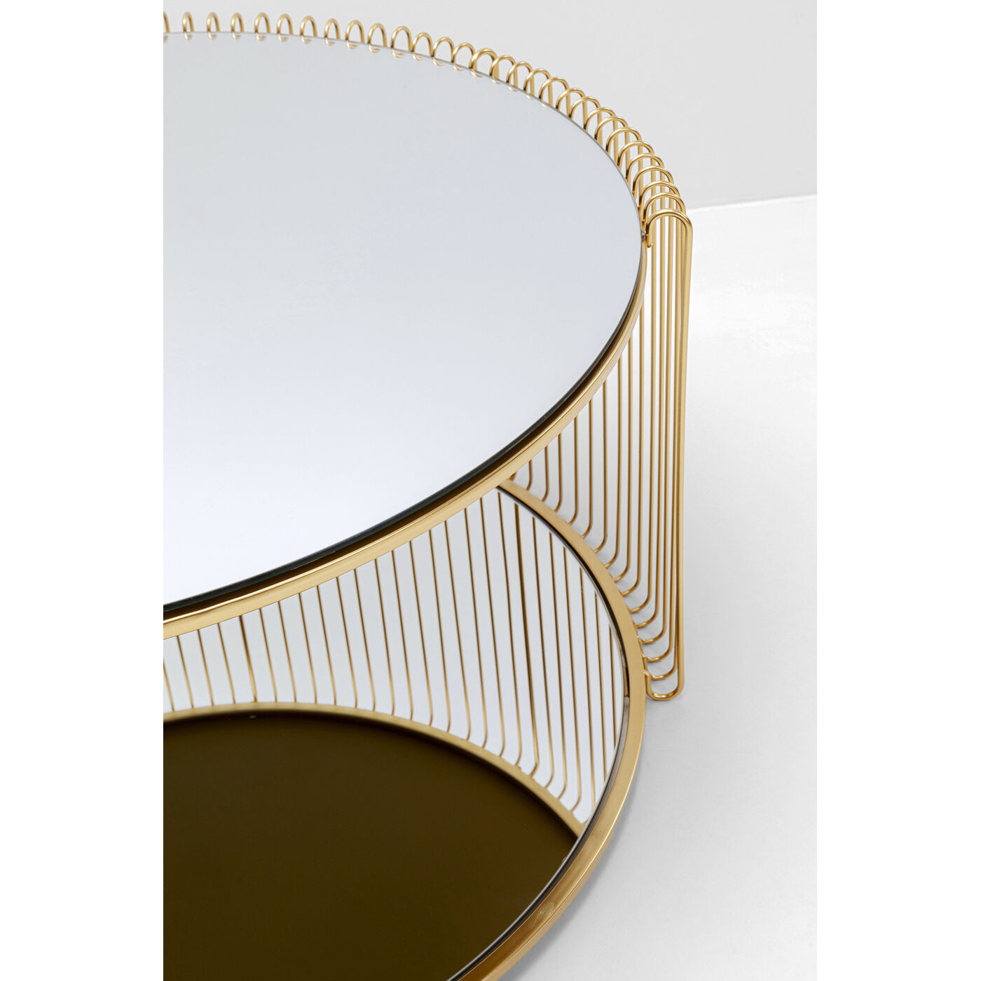 Стол кофейный Wire Double Brass Ø80cm KARE 70336