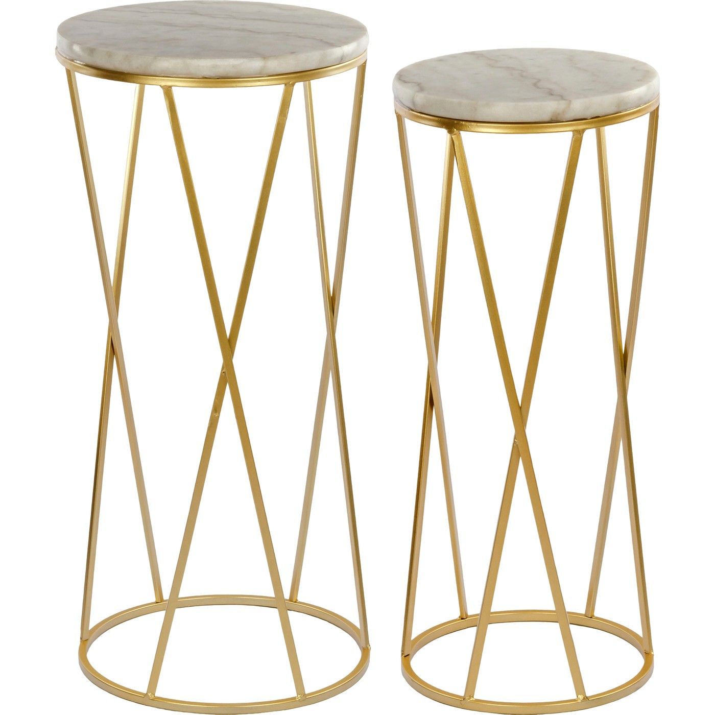 Столики приставные с белым мрамором, набор Glasar 54-015/014