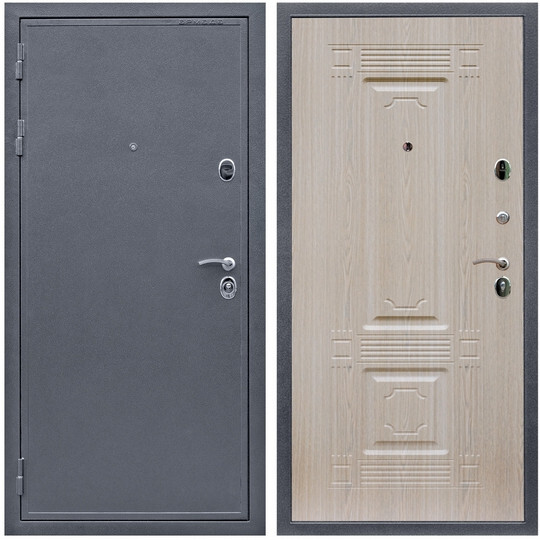 Дверь входная Graf Лондон 2 Антик серебро / МДФ 16 мм ФЛ-2 Дуб беленый