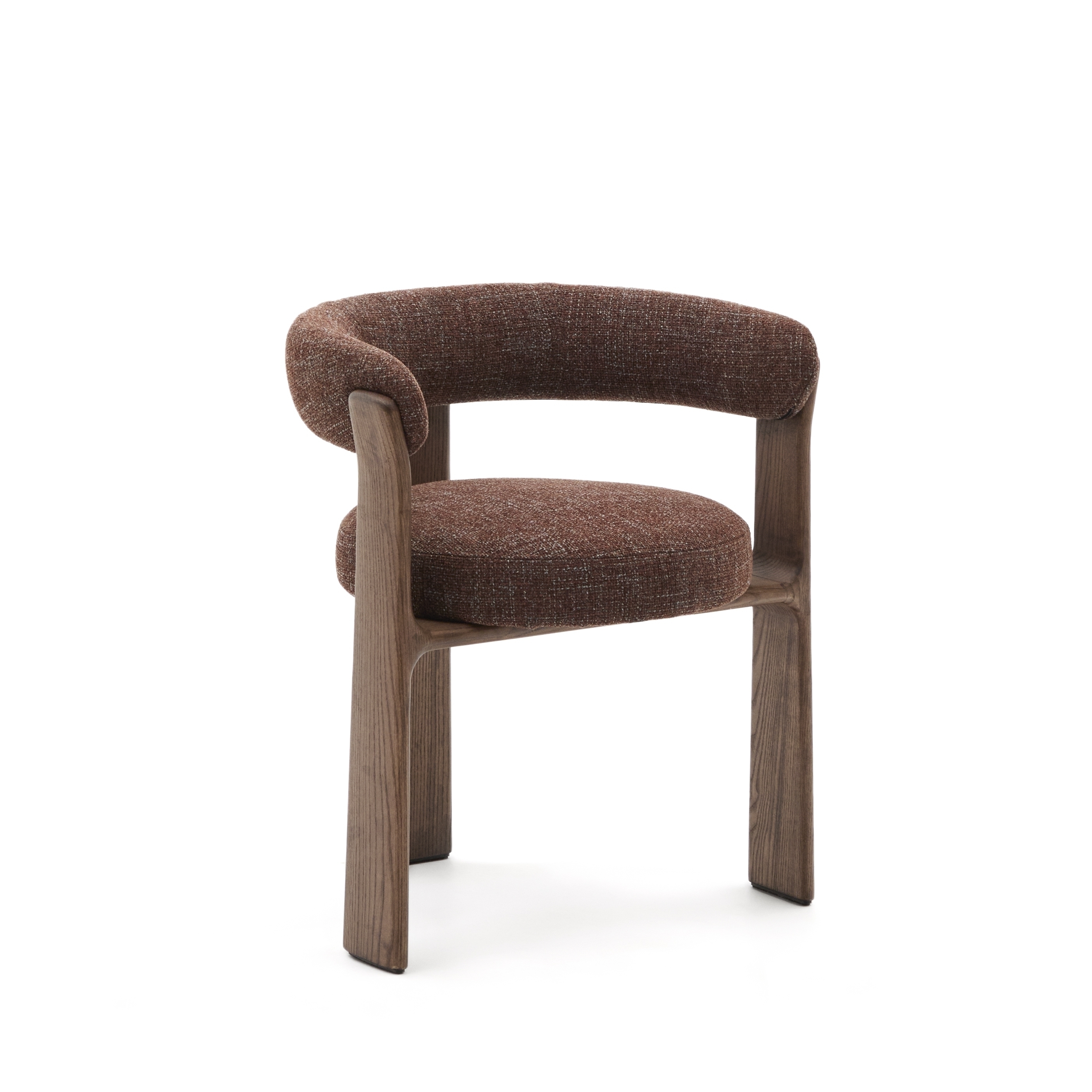 Granite Стул на 3 ножках из коричневого шенилла и массива ясеня в отделке орех La Forma (ex Julia Grup)