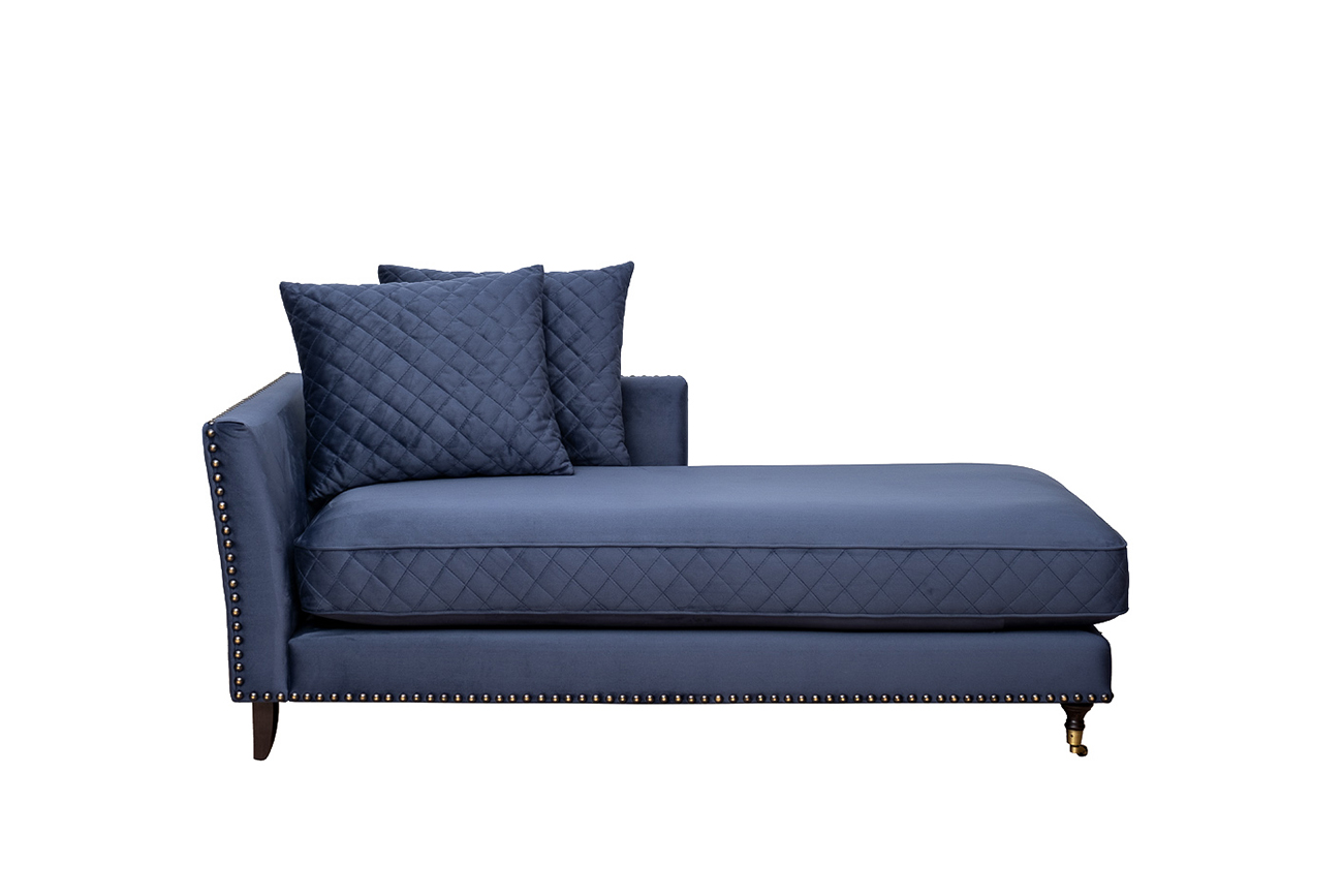 Диван-кушетка Sorrento правый велюровый темно-синий Garda Decor SORRENTO-COUCH-Colt034