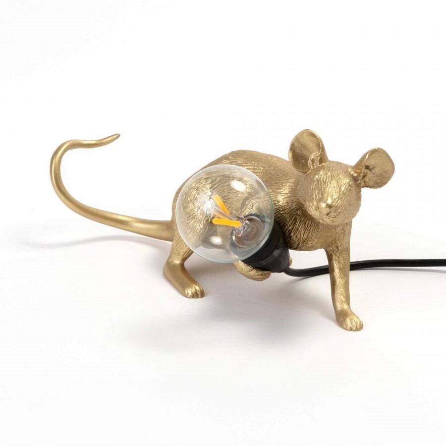 Настольная лампа  Seletti Mouse Lamp Lyie Down Gold USB 15232