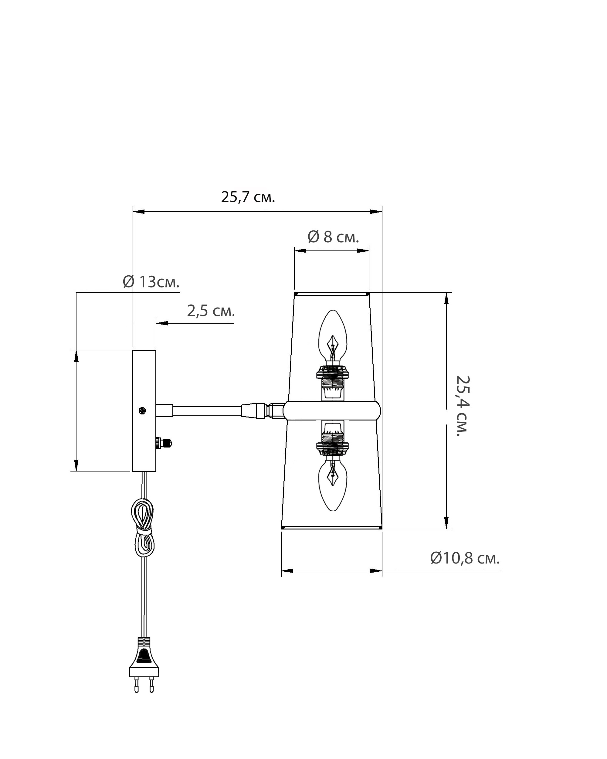 Серебряное бра Флемиш с проводом Louvre Home JJ11116-2WC