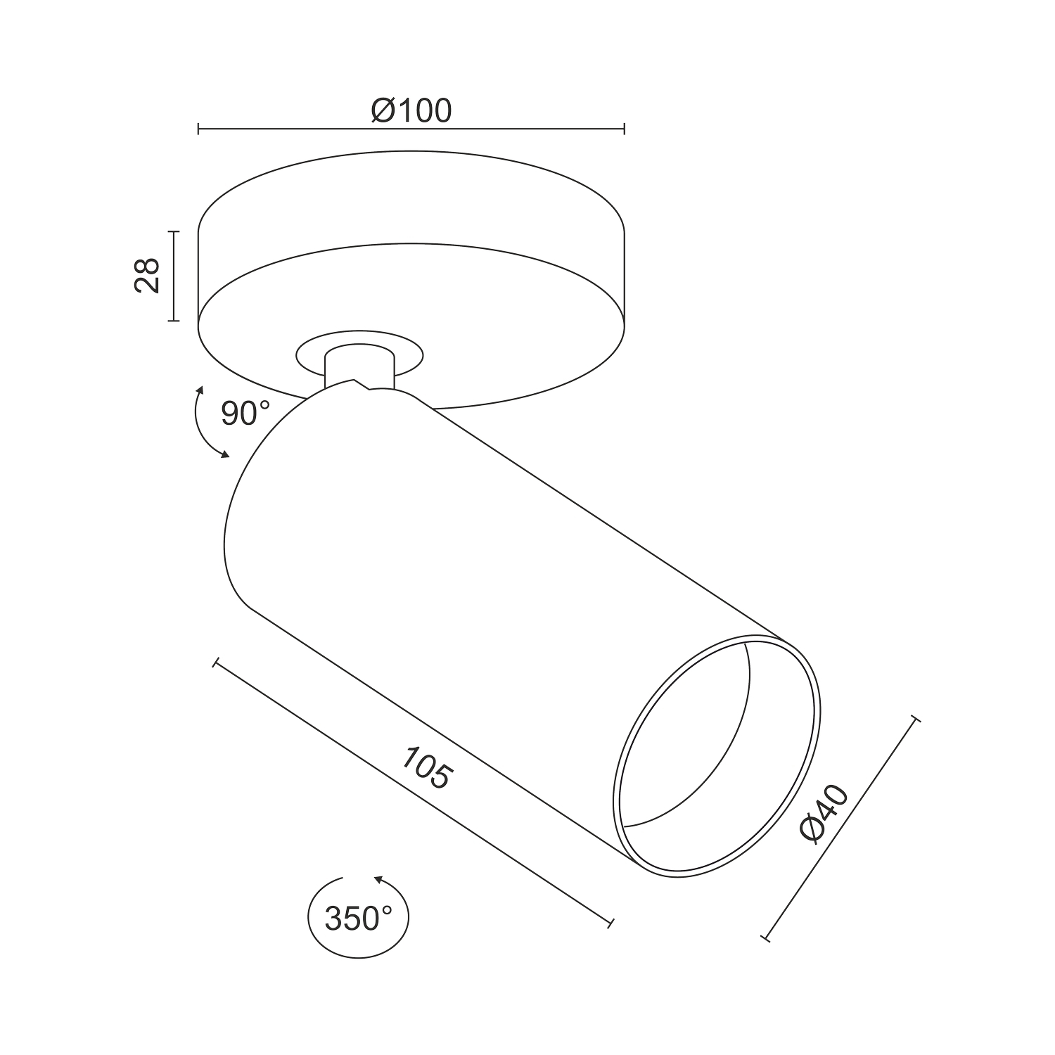 Накладной  светодиодный светильник Ledron SAGITONY R1 S40 Black-White