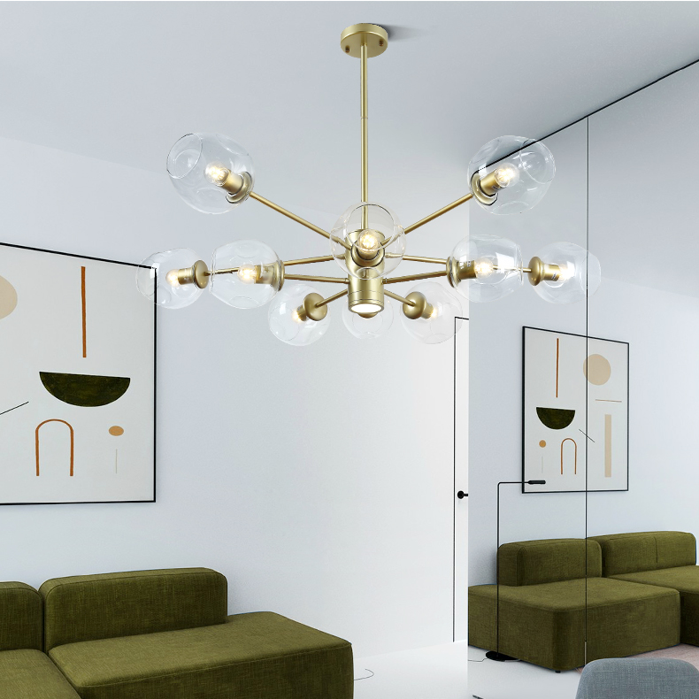 Люстра на штанге MARINE D104 10 lamps Black/Transparent by ImperiumLoft