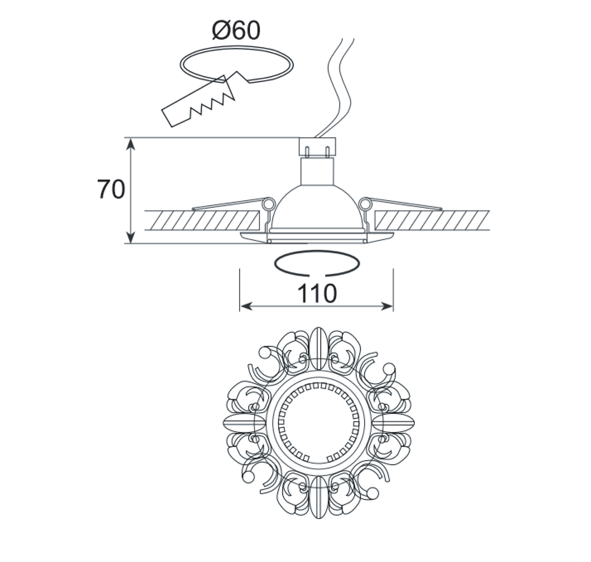 Встраиваемый светильник Donolux N1554-French Gold
