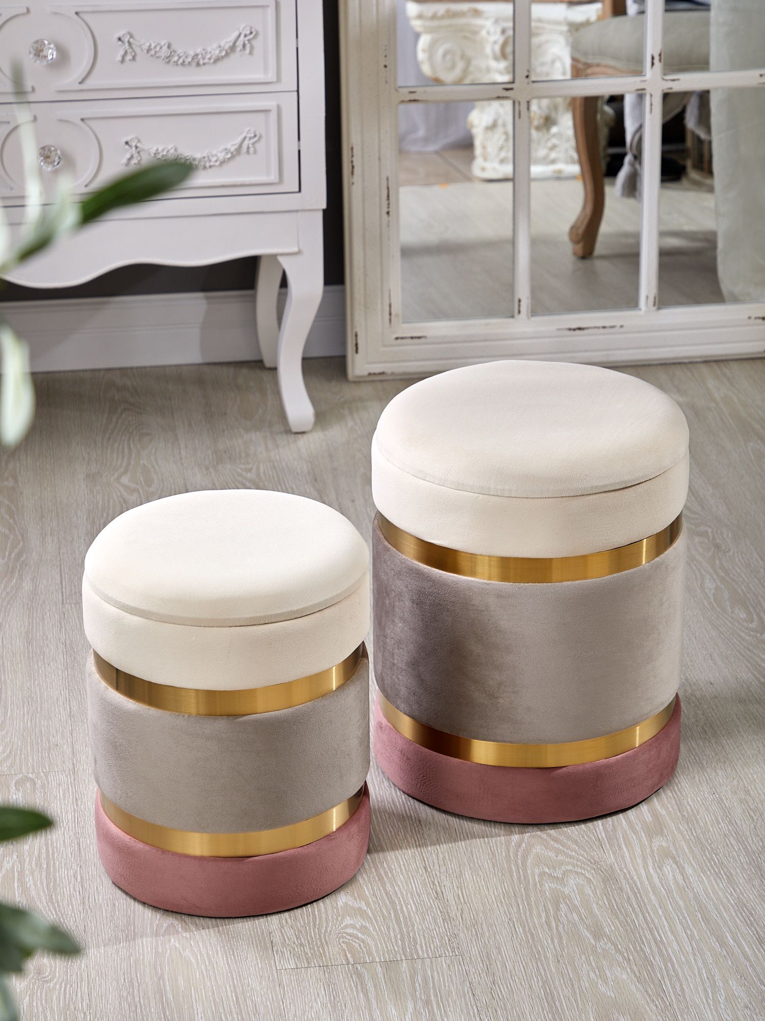 Пуфы с крышкой, набор Glasar 49-335/BM