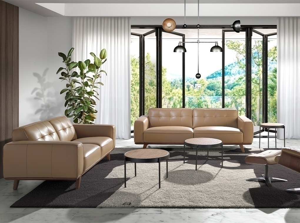 Диван 2-х местный 6119/5606-2P-M5668 с обивкой из стеганой кожи Angel Cerda