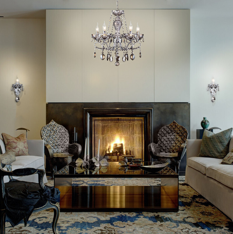 Подвесная люстра Eurosvet 10103/5 хром/дымчатый хрусталь Strotskis