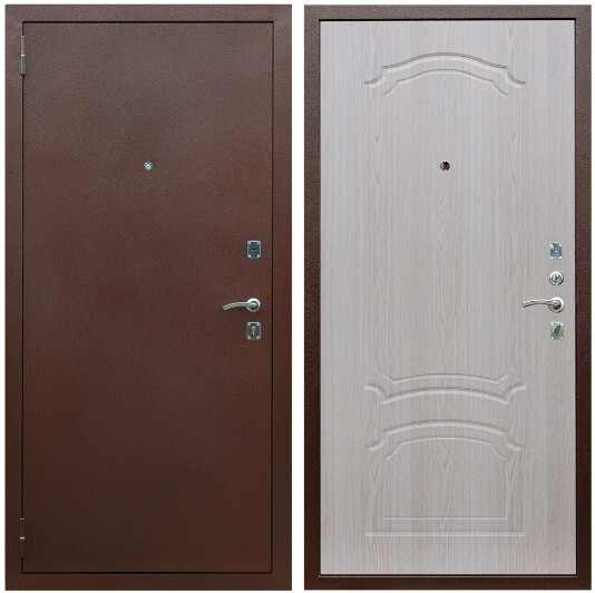 Дверь входная Graf Эконом Антик медь / МДФ 6 мм ФЛ-140 Дуб белёный