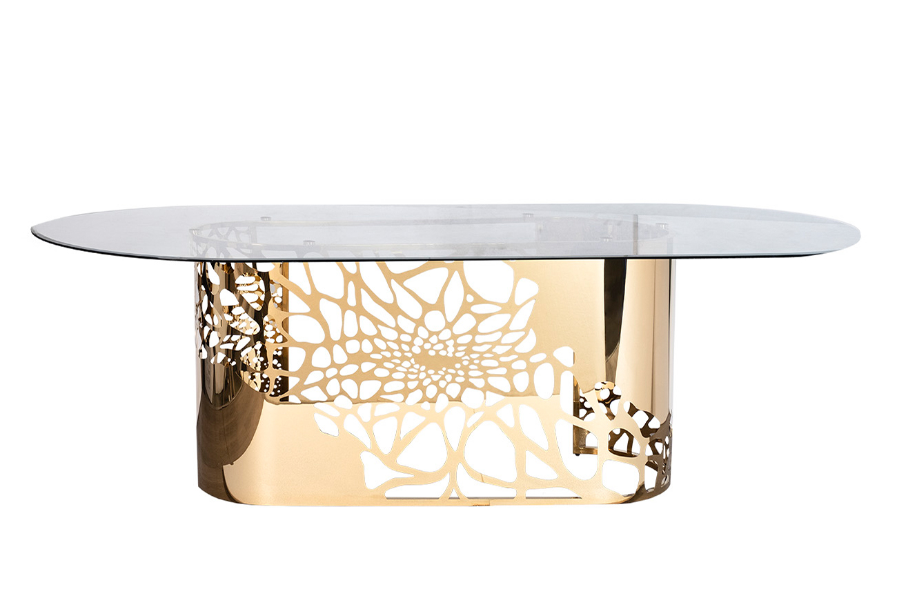 Стол обеденный прозрачное стекло/золото Garda Decor GY-8514STOL/OB