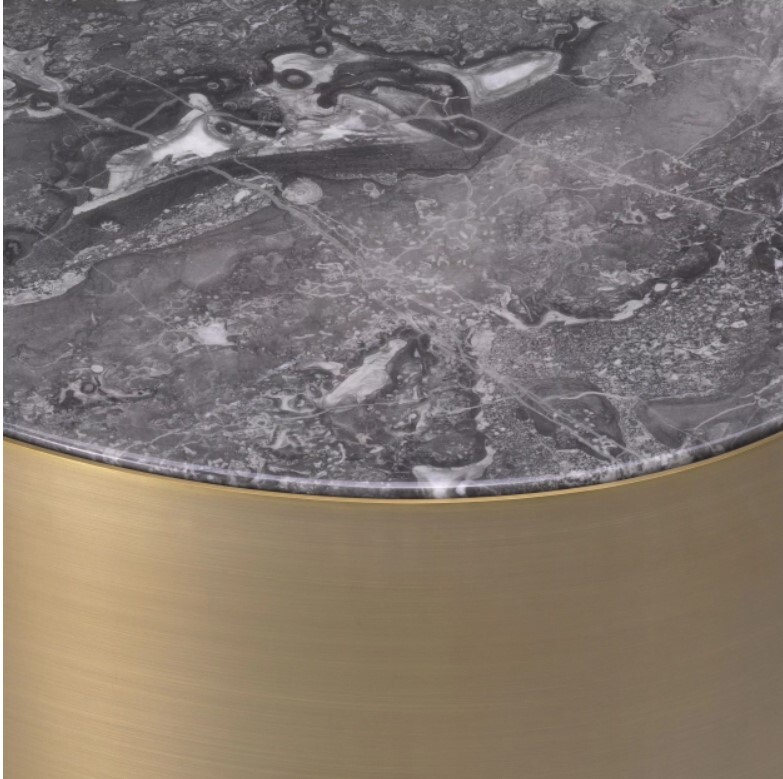 Приставной столик Eichholtz Porter oval brushed brass finish grey marble 116457