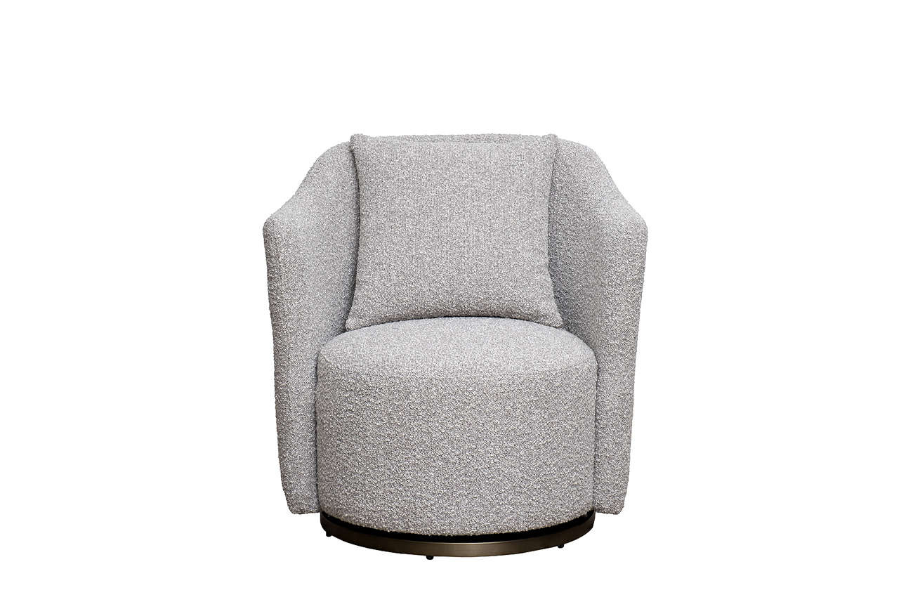 Кресло Verona вращающееся, букле серый Orso-SER/бронза 70*77*80 Garda Decor VERONA-Orso-SER-Bronza