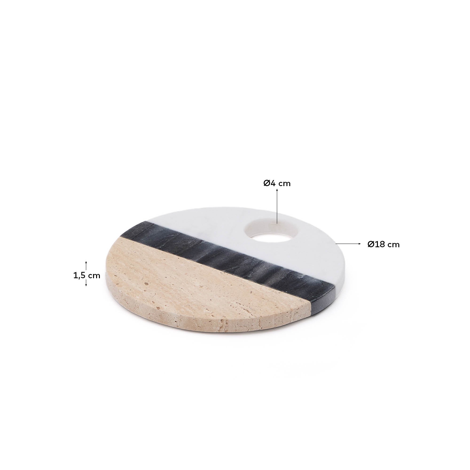 Круглая сервировочная доска Nivol из черно-белого мрамора и травертина La Forma (ex Julia Grup)