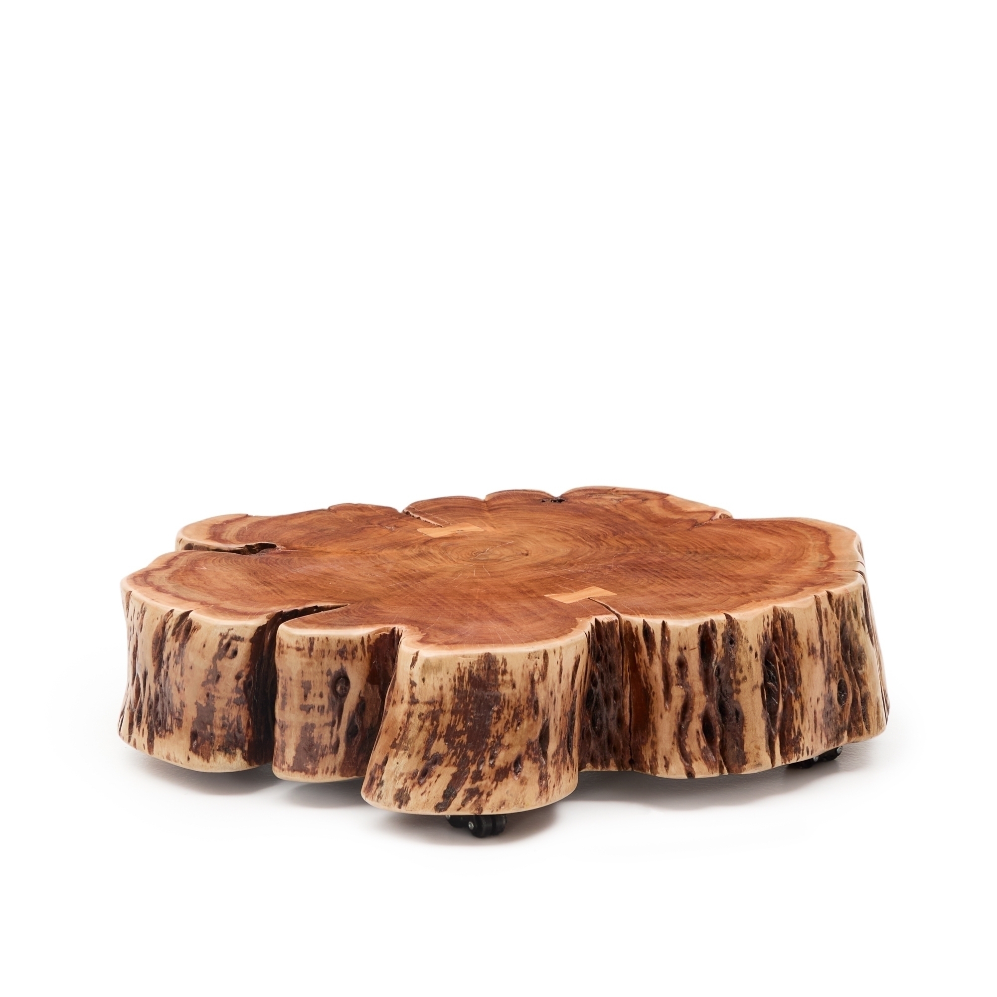 Журнальный столик Tavine из массива акации с выбеленной отделкой, с колесами Ø85 см La Forma (ex Julia Grup)