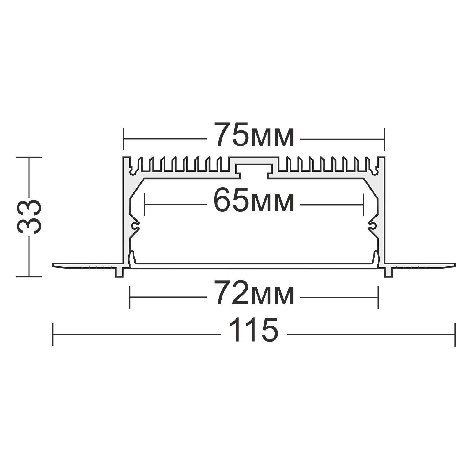 Встраиваемый профиль под шпаклевку Ledron АВД-5785 Alum