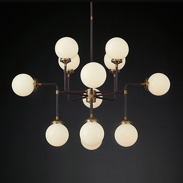 Люстра Restoration Hardware Bistro Globe Milk Glass 12 Brass