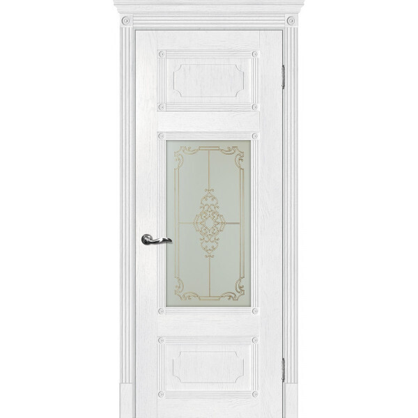 Межкомнатная дверь Graf Флоренция-3 Сатинат, контурный полимер золото Пломбир (2000 х 800)