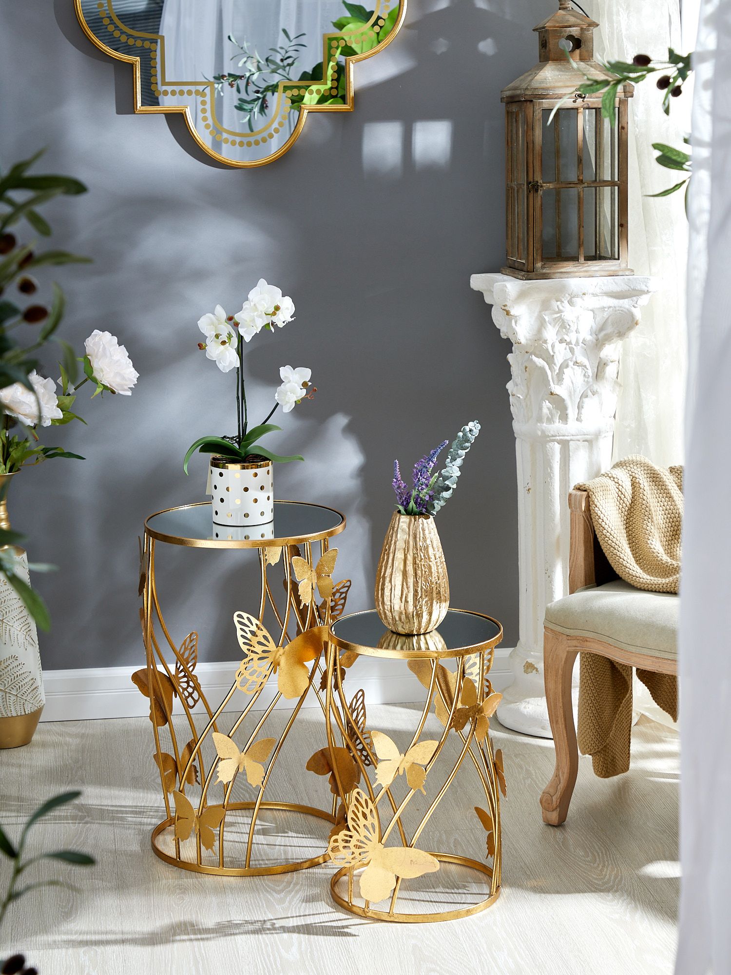 Столик интерьерный с бабочками Glasar 57-293/1