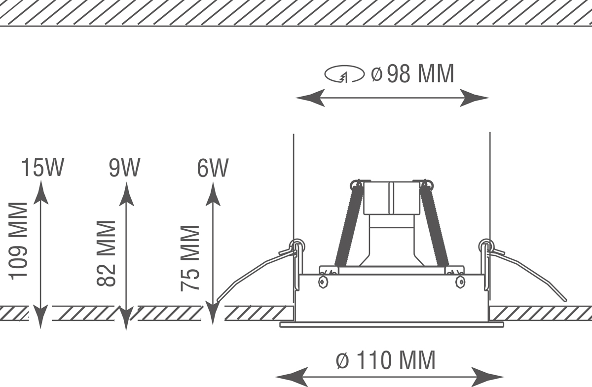 Встраиваемый светильник под сменную лампу Donolux DL18615/01WW-R Shiny black/Black