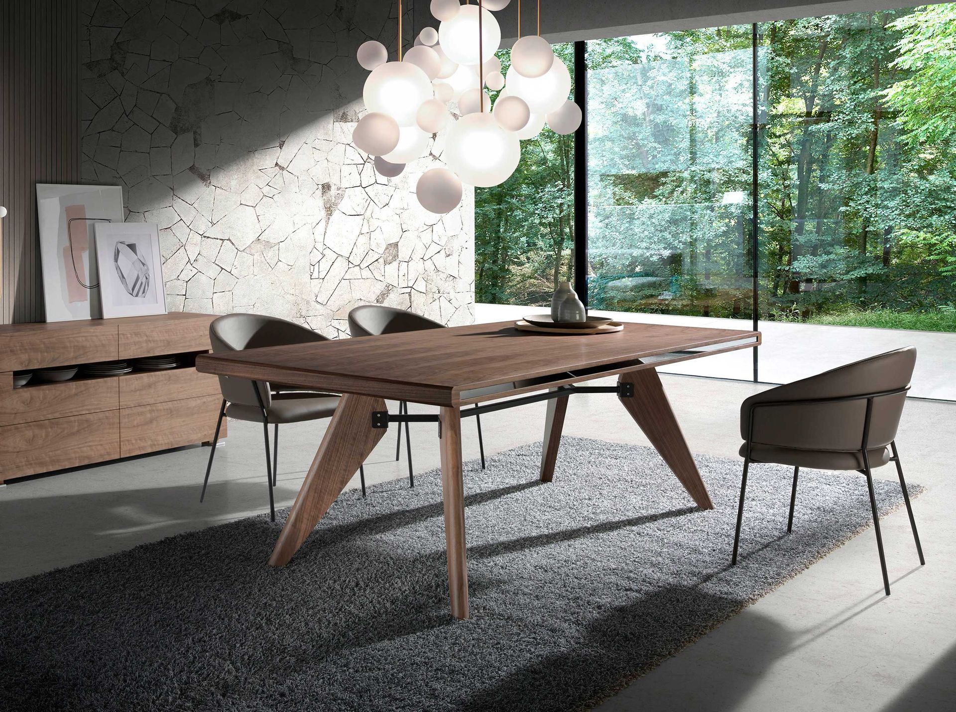 Обеденный стол 1403T /1080 из ореха с зеркальной вставкой Angel Cerda