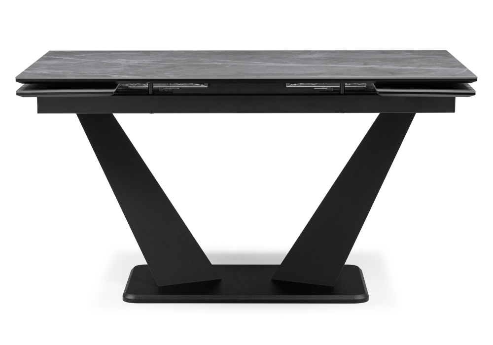 Стол Woodville Кели 140(200)х80х76 серый мрамор / черный 532395