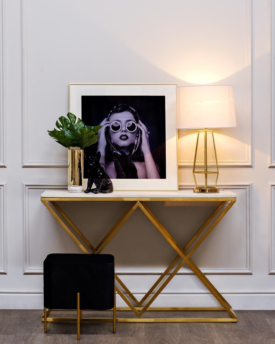 Консоль искусственный белый мрамор/мат.золото Garda Decor 47ED-CST026GOLD