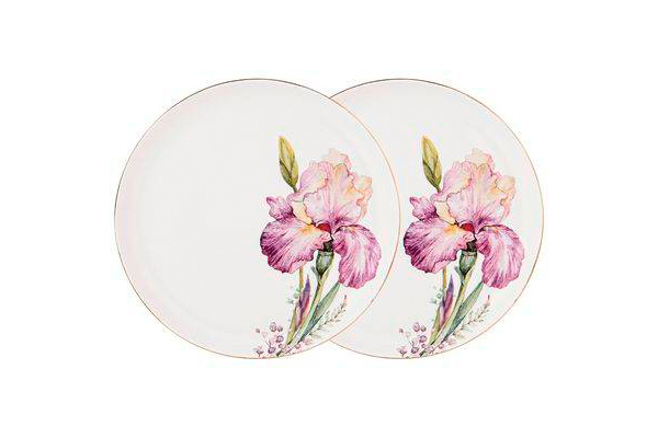 Набор из 2х обеденных тарелок "Ирисы" 23 см Garda Decor 590-349