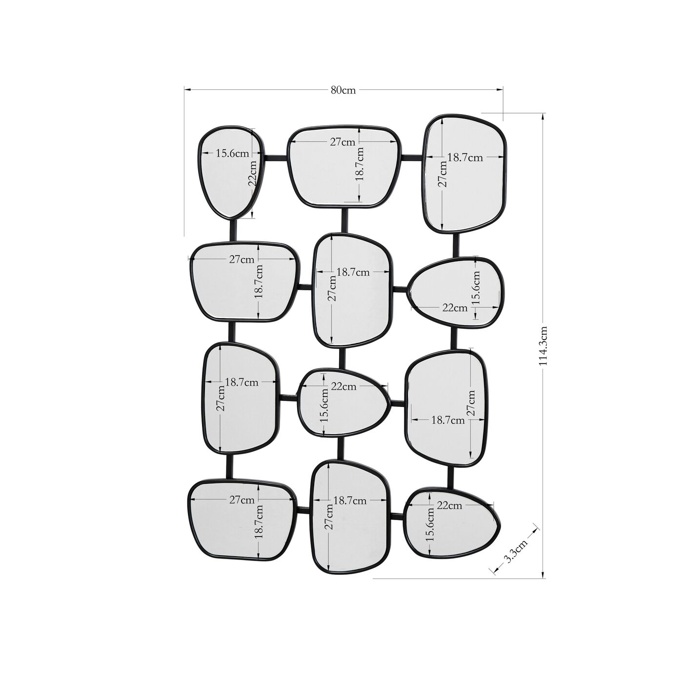 Зеркало настенное Nastro Black 80x114 см KARE 87113