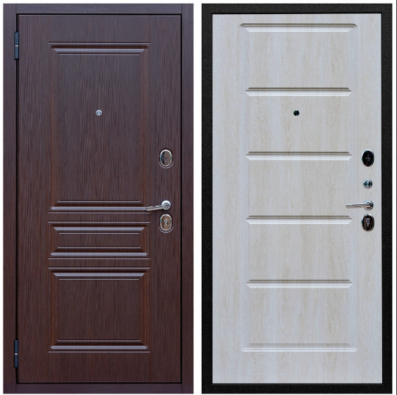 Дверь входная Graf Экстра МДФ 10 мм ФЛ-243 Лиственница шоколад / МДФ 16 мм ФЛ-39 Дуб Филадельфия крем