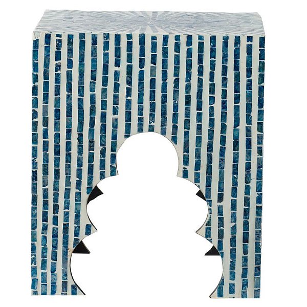 Столик акцентный с отделкой раковинами устриц Glasar 44826-BLUE/1