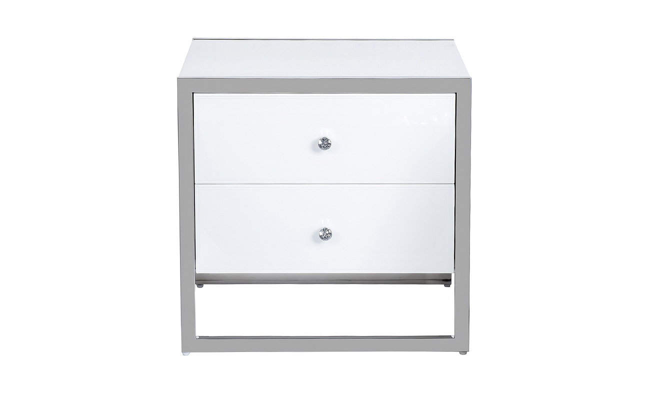 Тумбочка с 2мя ящиками белая/хром Garda Decor KFG104