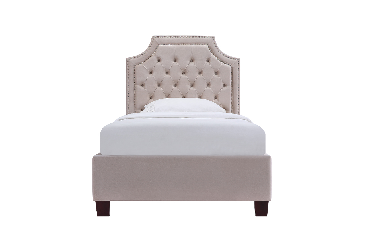 Кровать велюровая крем-брюле Garda Decor N-BS2022-90 CR