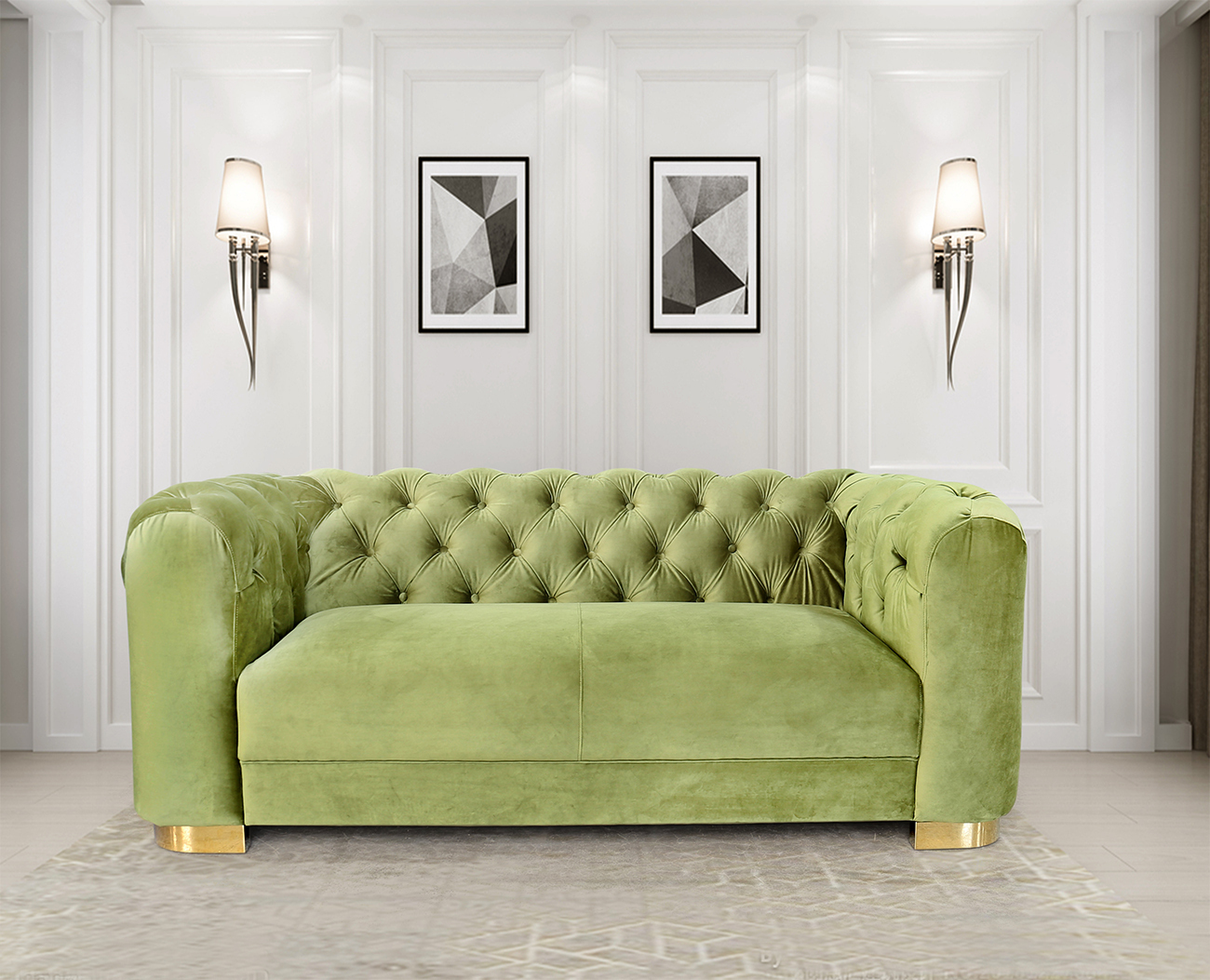 Диван двухместный велюровый оливковый Garda Decor 87YY-1808 OLV