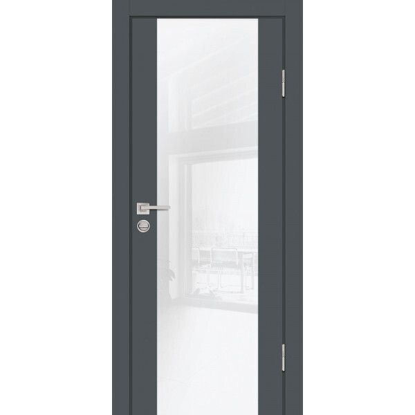 Межкомнатная дверь Graf P-7 белоснежный лакобель Графит (2000 х 800)