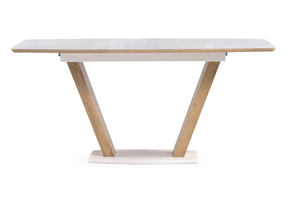 Стол стеклянный Woodville Питер 120(160)х80х75 ультра белый / дуб вотан 511237