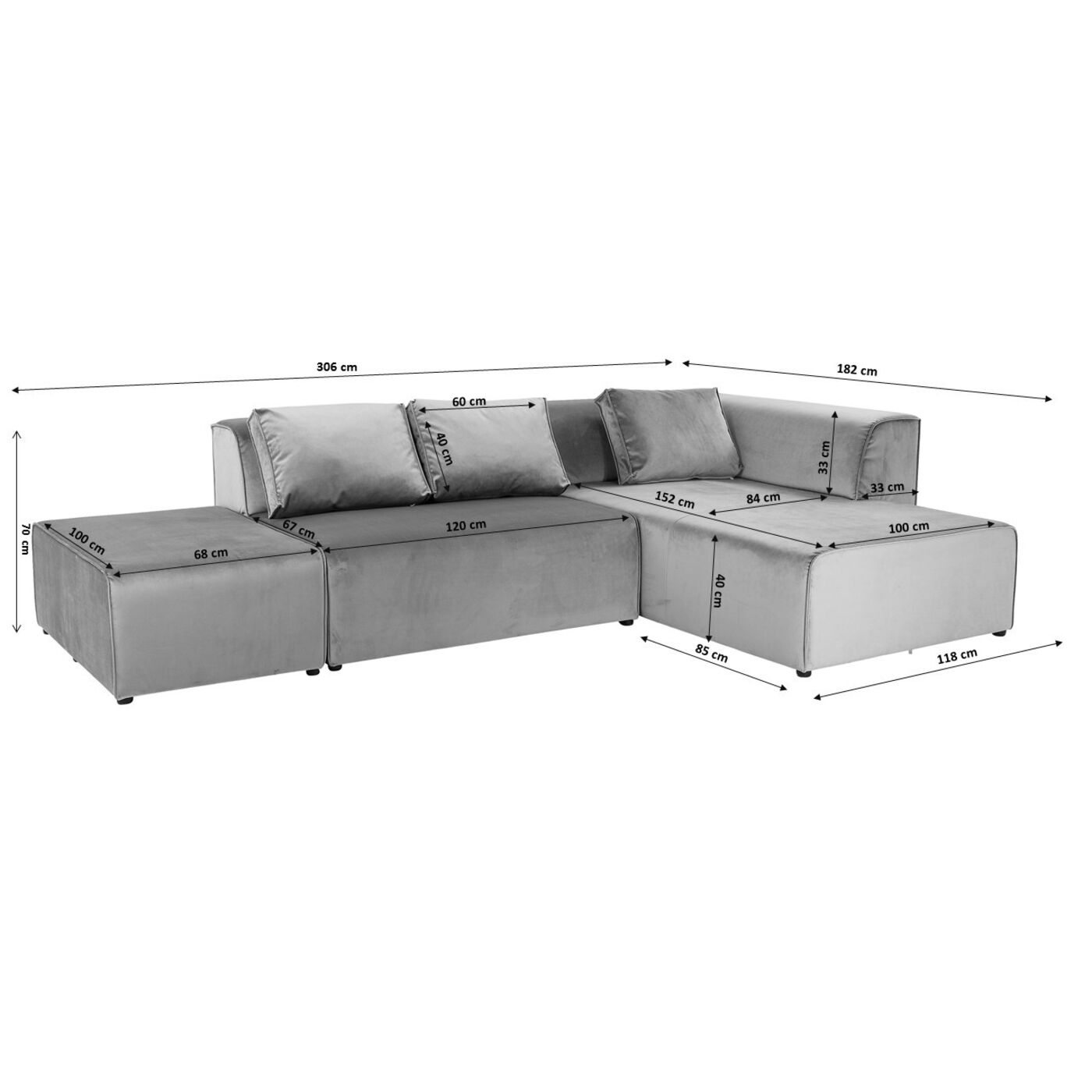 Диван угловой левосторонний Infinity Ottomane Creme Left KARE 85493