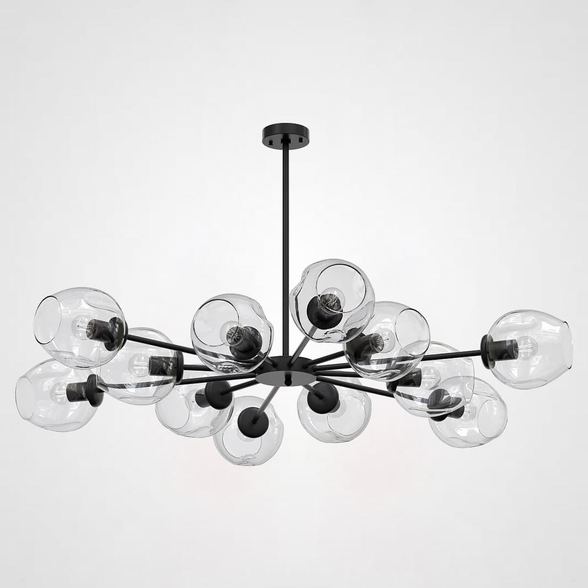 Люстра на штанге MARINE D104 12 lamps Black/Transparent by ImperiumLoft