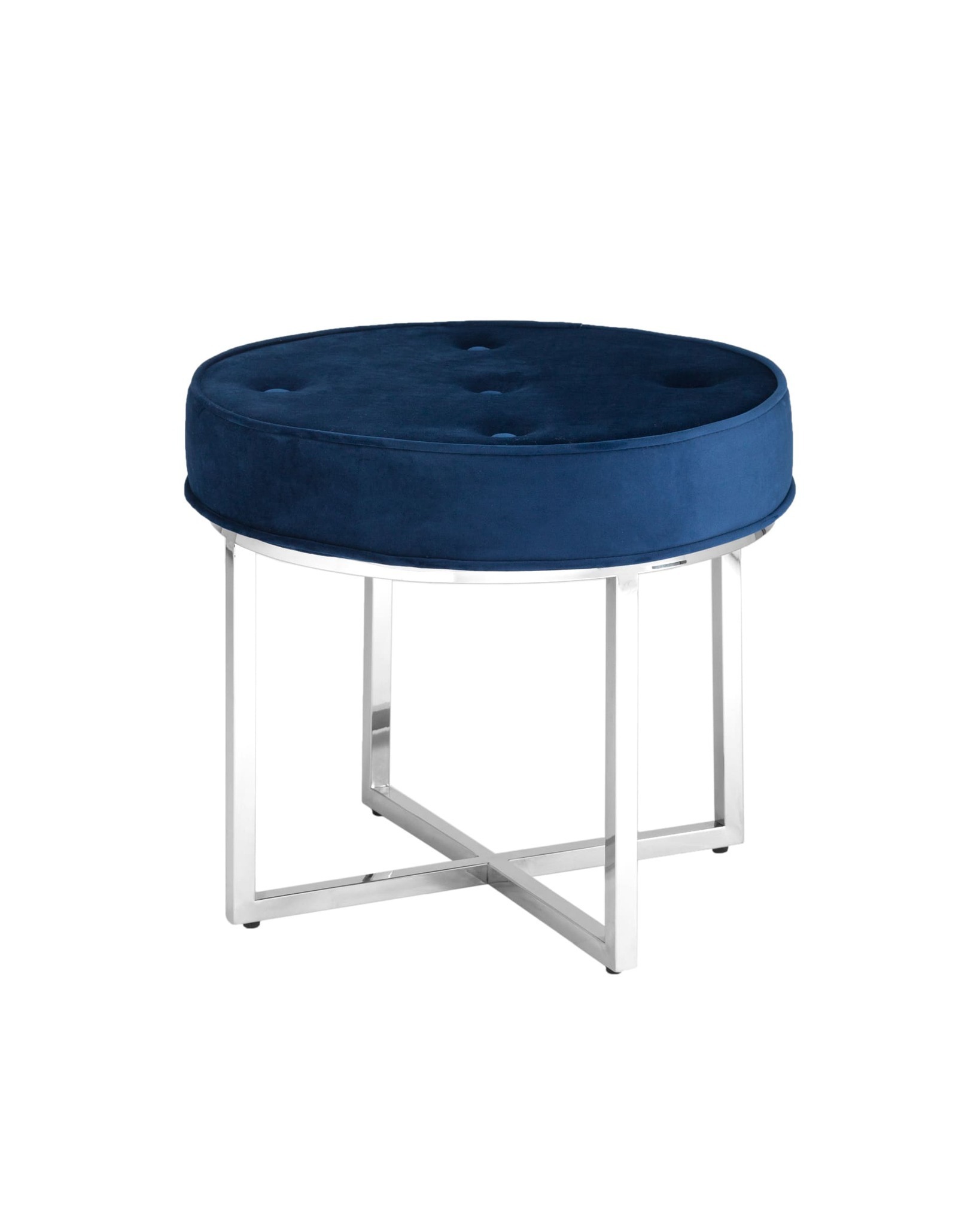 Банкетка САПФИР велюр синий сталь серебро Stool Group