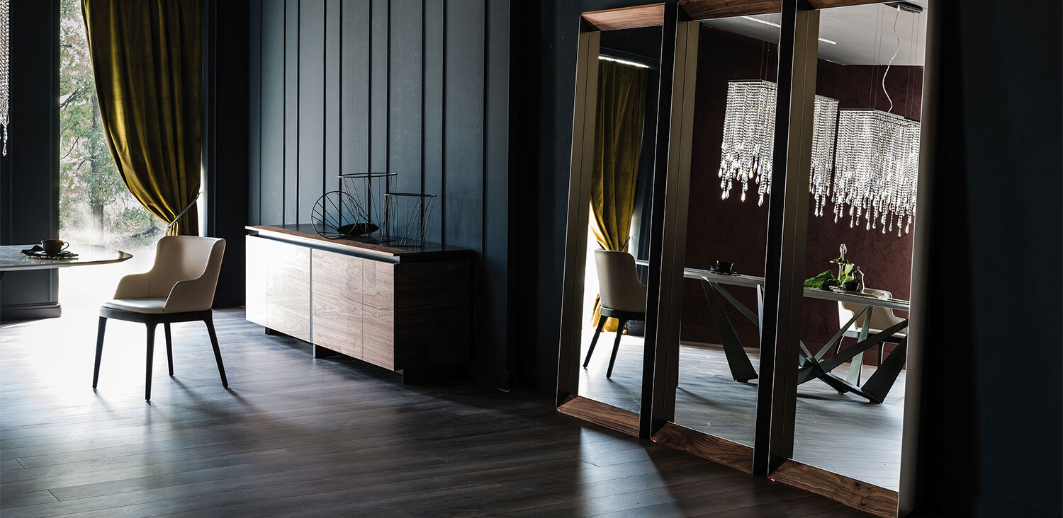 Зеркало Cattelan Italia Excalibur Canaletto/Black