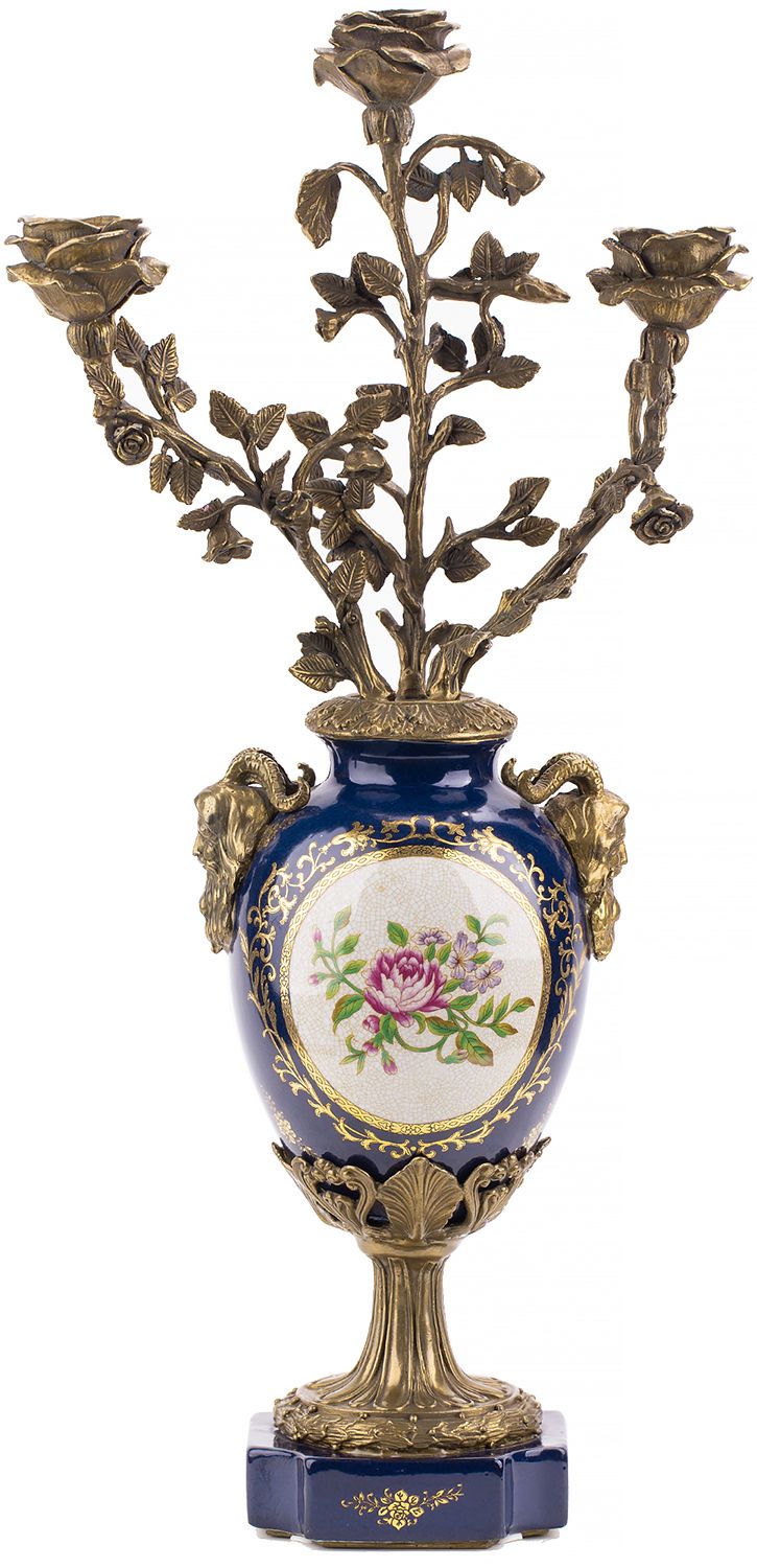 Подсвечник Розы рожка Glasar 31G1666/A484C/HBL1393