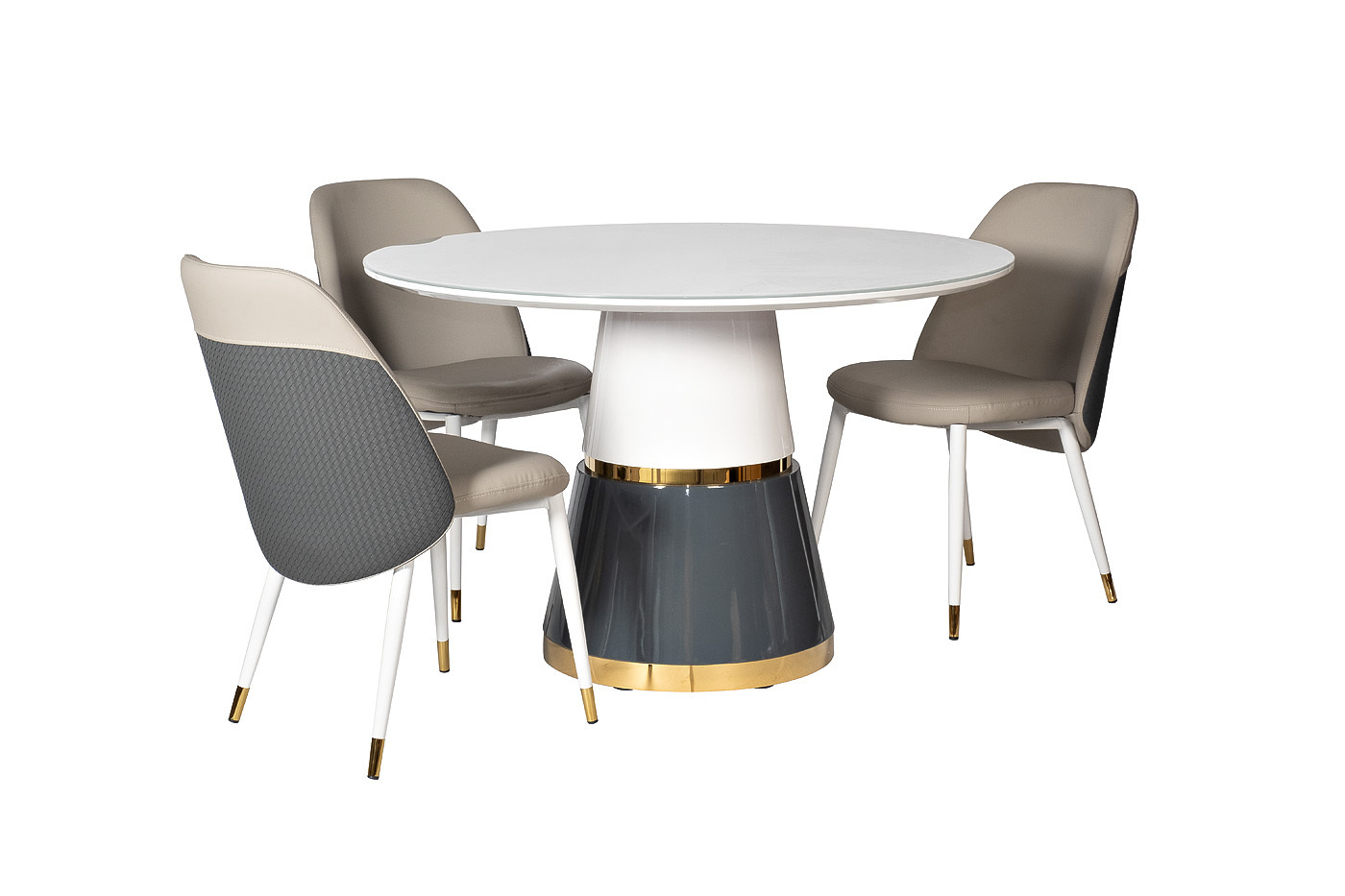 Стол обеденный круглый белый со стеклом Garda Decor 30F-1368-1